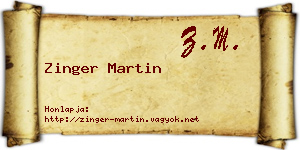 Zinger Martin névjegykártya